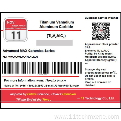 Mixed metal MAX phase materials Ti2V2AlC3 Black powder